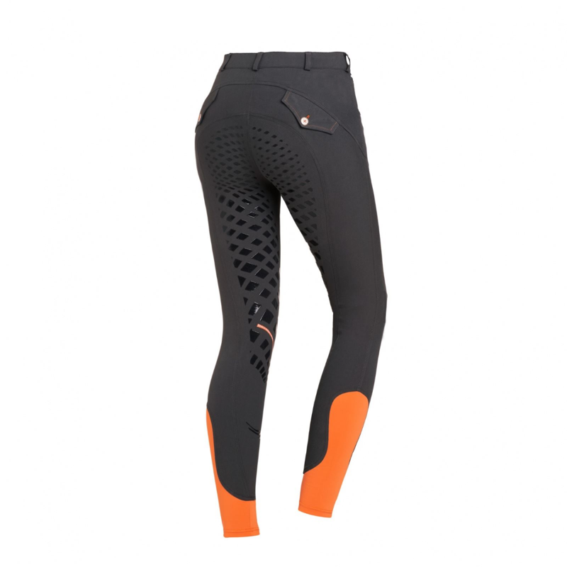 Schockemohle Carina Grip Full Seat Ladies Breeches - Grey/Orange-1